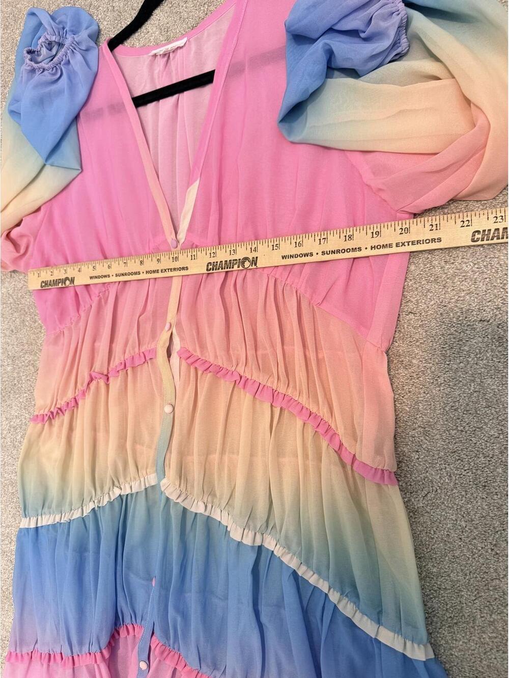 SOLD Women's Size XL Ombre Rainbow Tiered Ruffle Maxi Dress - Picture 5 of 15